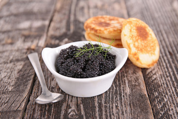 black caviar with toast