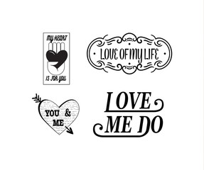 Badges for Valentine's Day in vintage style. Vector illustration.