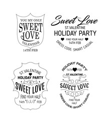 Vector illustration vintage logo collection for Valentine's Day.