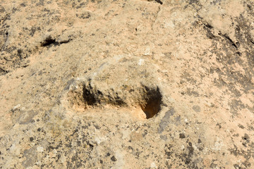 Ancient dot carvings at Jebel Jassassiyeh site in Northern Qatar.