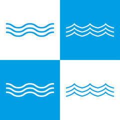 Wave icon set. Line water sign in flat style. Vector illustration.