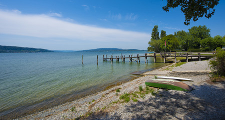 Beach on the island Reichenau at Lake Constance -  Lake Constance, Baden-Wuerttemberg, Germany,...