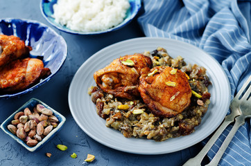 Moroccan spiced chicken with dates and aubergines