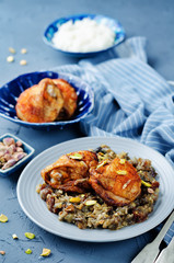 Moroccan spiced chicken with dates and aubergines