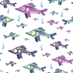 seamless pattern of colorful fish, vector illustration.