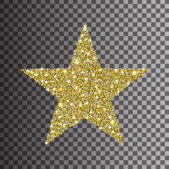 Gold Glitter Star on Transparent Background