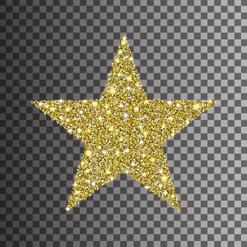 Gold Glitter Star On Transparent Background