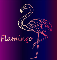 Fashionable detailed sketch of tattoo - pink gradient flamingo - trend of the season.