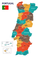 Fotobehang Portugal - map and flag – illustration © Porcupen