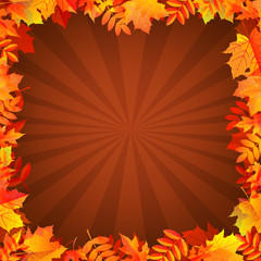 Naklejka na ściany i meble Autumn Background With Leaves Border