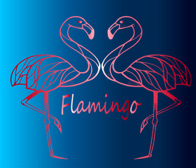 Two gradient stickers exotic pink flamingos - trend of the season