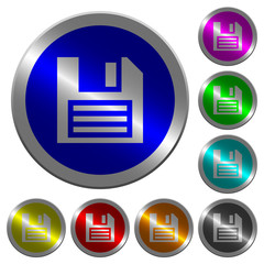 Floppy disk luminous coin-like round color buttons