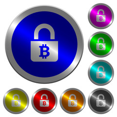 Locked Bitcoins luminous coin-like round color buttons