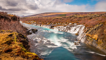 Hraunfossar Barnafoss Waterfalls Iceland