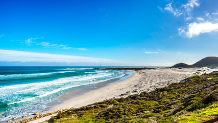 The Atlantic coast along the road to Chapman's Peak at the Slangkop Lighthouse near the village of Het Kommetjie in the Cape Peninsula of South Africa