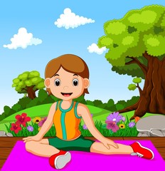 Obraz na płótnie Canvas young girl doing yoga