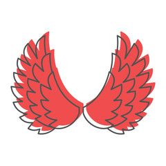Decorative wings doodle icon vector illustration for design and web isolated on white background