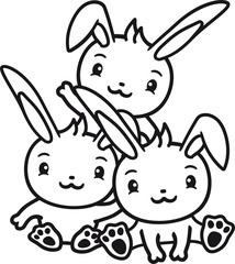 party crew 3 freunde team paar pärchen liebe brüder geschwister kaninchen hase klein süß niedlich winken glücklich sitzend begrüßung