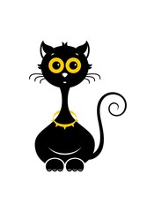 Halloween cat icon or logo in modern line style. Vector illustration.