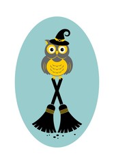 Halloween owl icon or logo in modern line style. Vector illustration.