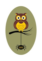 Halloween owl icon or logo in modern line style. Vector illustration.