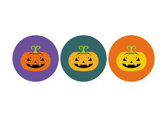 Halloween pumpkin icon or logo in modern line style. Vector illustration.