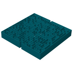 A three-dimensional image of a square blue labyrinth. vector illustration.