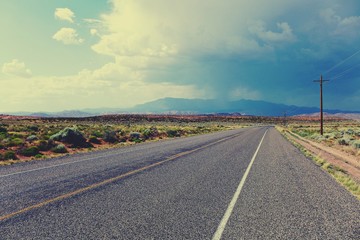 Fototapeta na wymiar empty open road in a desert