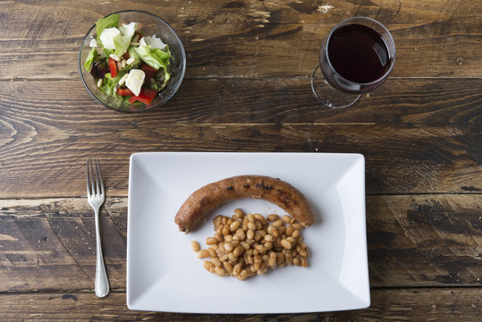 Botifarra with mongetes (typical food spain)