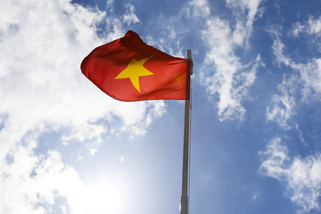 National flag of Vietnam on a flagpole