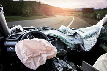 Air bag and Front windshield cracked by accident.