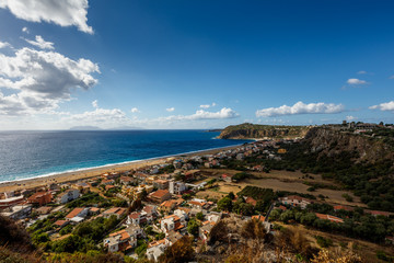 View on cape Milazzo, from the Citadel, Sicilia, Italy