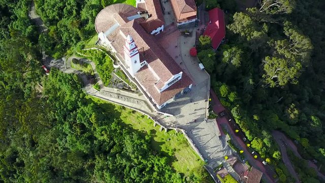 Aerial Footage of Monserrate Church From Above, Bogota, Colombia 
