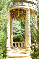 vintage gazebo in flowers