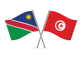 Namibia and Tunisia flags.Vector illustration.