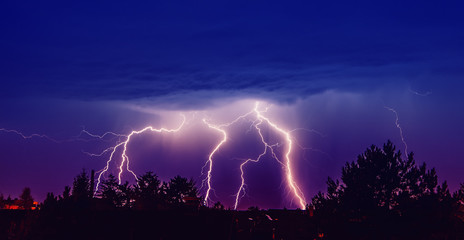 Powerful Lightning Strikes ,colorful thunder sky