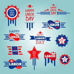 set of signs happy labor day. vector