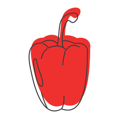 Red paprika doodle icon vector illustration for design and web isolated on white background