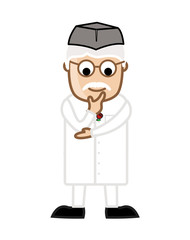 Old Indian Funny Cartoon Politician Character Thinking