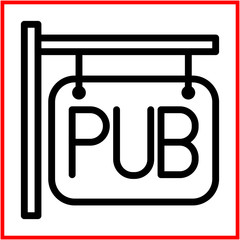 Icon illustration for the pub nameplate, in flat line / outline stroke icon style.
