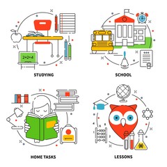 Linear Education Icons Set