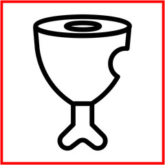 Icon illustration for meat foods, in flat line / outline stroke icon style.