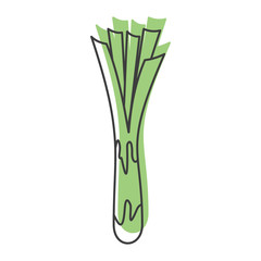 Green leek doodle icon vector illustration for design and web isolated on white background