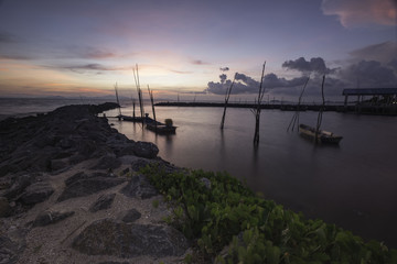Sunset at fisherman jetty at Kuala Perlis,Malaysia