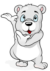 Obraz na płótnie Canvas Cute Polar Bear Standing and Gesturing - Cartoon Illustration, Vector