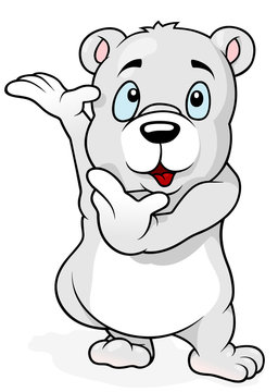 Cute Polar Bear Standing and Gesturing - Cartoon Illustration, Vector