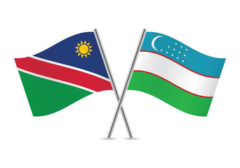 Namibia and Uzbekistan flags.Vector illustration.