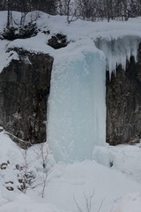 Ice waterfall beside Rv 85 road. Gullesfjordbotn-Hinnoya-Lofoten Vesteralen-Norway. 0076