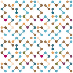 Flat multicolor molecules seamless pattern