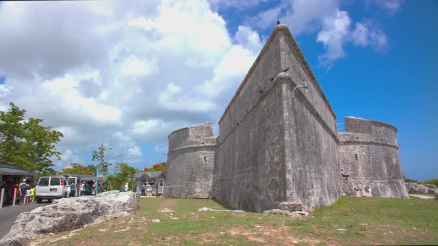 Nassau Bahamas Fort Fincastle Landmark Exterior with Tourists Visiting the Iconic Historical British Site during an Island Excursion Tour of the Bahamian Capital